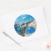 Rond Santorin, Grèce mariage merci sticker (Enveloppe)