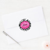 Rond Sassy Sassy Black and Pink Zebra Sticker (Enveloppe)