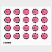 Rond Sassy Stripe Sticker rose et noir (Feuille)