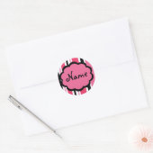 Rond Sassy Stripe Sticker rose et noir (Enveloppe)