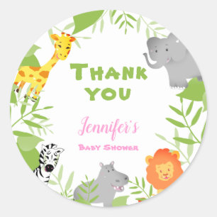 Rond Sauvage Un Safari Animaux Baby shower Sticker fill