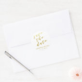 Rond Save the date | Sticker Mariage de script or (Enveloppe)