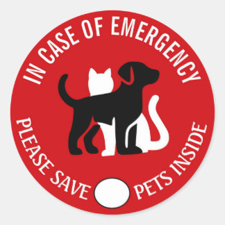 Rond SAVE YOUR PET IN CASE OF EMERGENCY! Sticker