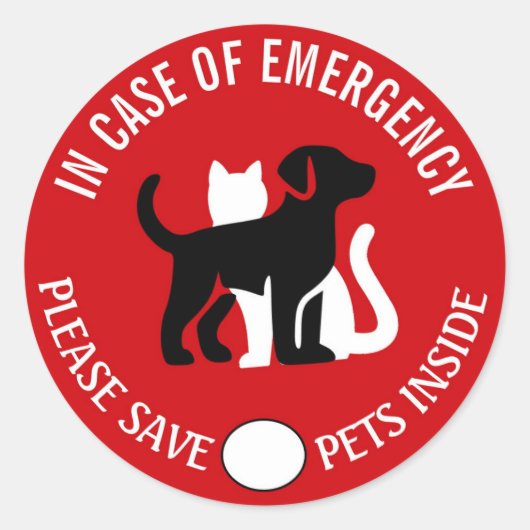 Rond SAVE YOUR PET IN CASE OF EMERGENCY!   Sticker (Devant)