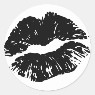 Rond Scellé Avec Un Sticker Baiser Noir Lip Imprimer Ba