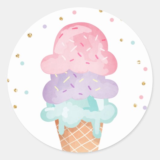 Rond Scellé d'enveloppe d'anniversaire de glace Sticker (Devant)
