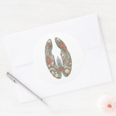 Rond Sea Turtle Botanical Track Nature Sticker (Enveloppe)