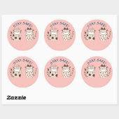 ROND SÉJOURNEZ EN SÉCURITÉ STICKER DEUX CHATS AVEC MASQ (Feuille)