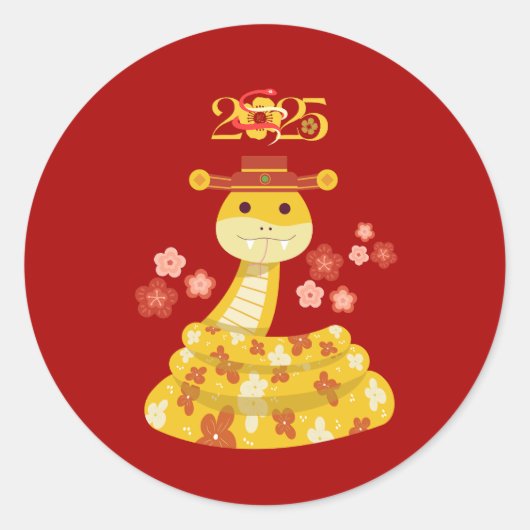 Rond Serpent d'or avec Sticker à fleurs | Nouvel An lun (Devant)