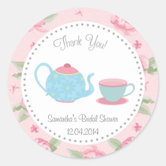 Rond Shabby Chic Tea Party Fête des mariées Sticker (Devant)