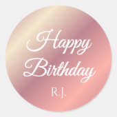 Rond Shiny Pink Birthday Sticker | Custom Monogram (Devant)