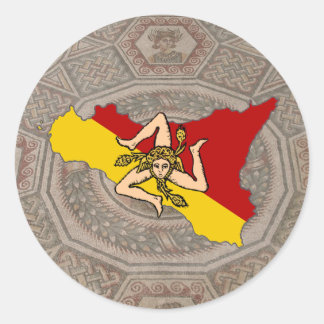 Rond Sicile Trinacria Sticker en mosaïque