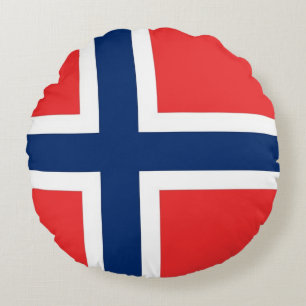 Rond Sierkussen met Noorse vlag Kussen