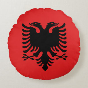 Rond Sierkussen met vlag van Albanië Kussen