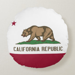 Rond Sierkussen met vlag van Californië, Verenigde Rond Kussen