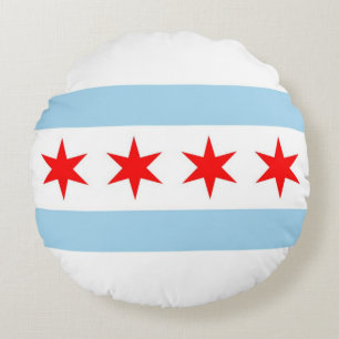 Rond Sierkussen met vlag van Chicago, Illinois Kussen