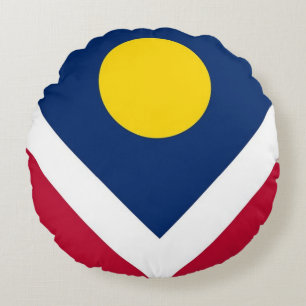 Rond Sierkussen met vlag van Denver, Verenigde Sta Kussen