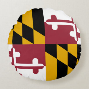 Rond Sierkussen met vlag van Maryland, USA Kussen