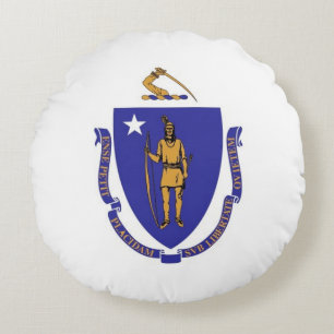 Rond Sierkussen met vlag van Massachusetts, Vereni Kussen