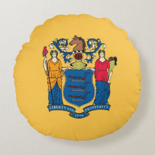 Rond Sierkussen met vlag van New Jersey, Verenigde Kussen
