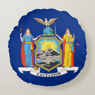 Rond Sierkussen met vlag van New York, Verenigde S Kussen
