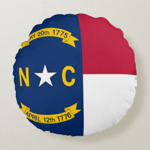 Rond Sierkussen met vlag van North Carolina Kussen