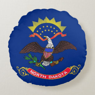 Rond Sierkussen met vlag van North Dakota Kussen