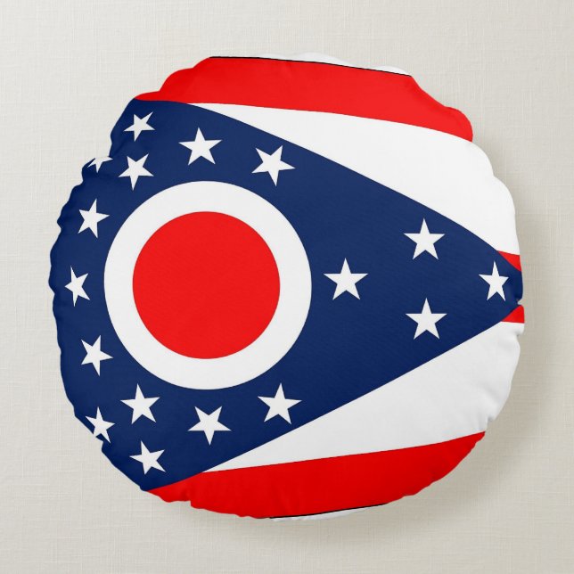 Rond Sierkussen met vlag van Ohio Rond Kussen (Voorkant)