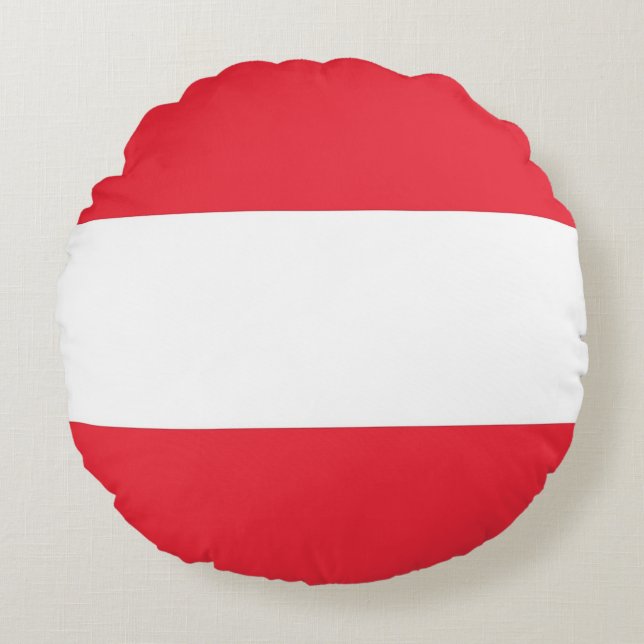 Rond Sierkussen met vlag van Oostenrijk Rond Kussen (Voorkant)