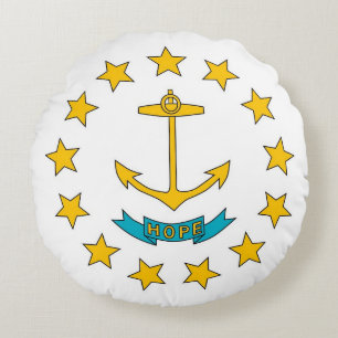 Rond Sierkussen met vlag van Rhode Island Kussen