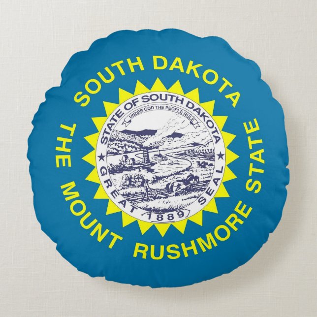 Rond Sierkussen met vlag van South Dakota Rond Kussen (Voorkant)
