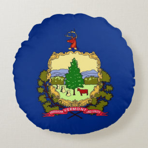 Rond Sierkussen met vlag van Vermont, Verenigde St Kussen