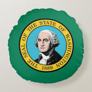 Rond Sierkussen met vlag van Washington, Verenigde Kussen