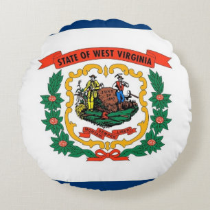 Rond Sierkussen met vlag van West Virginia, Vereni Rond Kussen