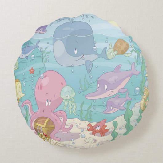 Rond Sierkussen/Zee leven Kussen (Achterkant)