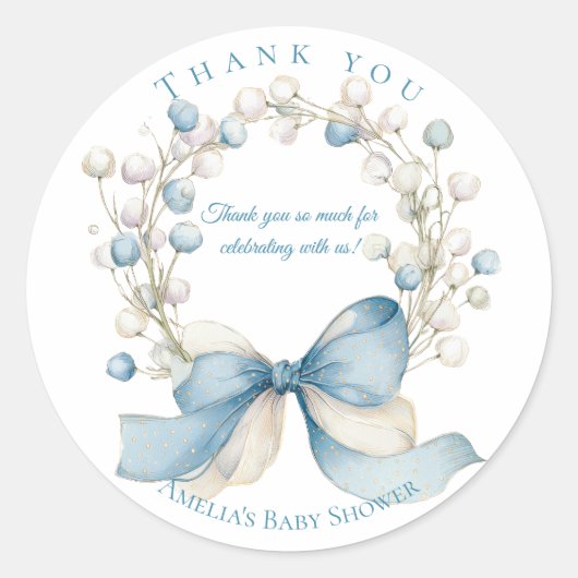 Rond Silly Goose Blue Floral Round Favor Sticker (Devant)