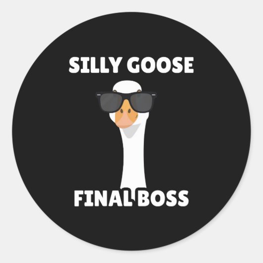 Rond Silly Goose Funny Black Sticker (Devant)