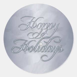 Rond Silver Foil Happy Holidays Diamond Sticker