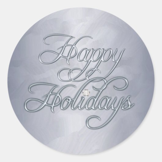 Rond Silver Foil Happy Holidays Diamond Sticker (Devant)