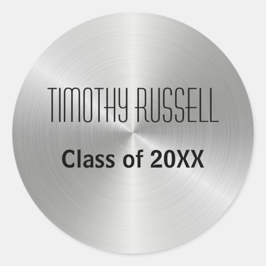 Rond Silver Metal Shine - Sticker Graduation (Devant)