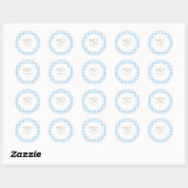 Rond Simple Blue Gingham Baby Shower Sticker (Feuille)