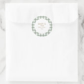 Rond Simple Green Gingham Baby Shower Sticker (Sac)