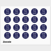 Rond Simple Navy Blue Enregistrer Le Sticker Date (Feuille)