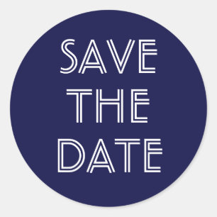 Rond Simple Navy Blue Enregistrer Le Sticker Date