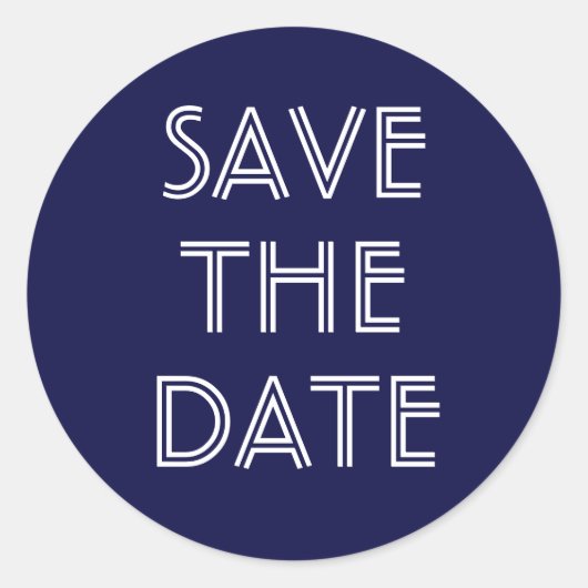 Rond Simple Navy Blue Enregistrer Le Sticker Date (Devant)