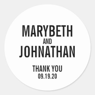 Rond Simple Typographie Mariage Favor Merci Sticker