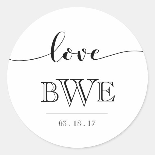 Rond Simplement élégant Sticker Mariage de calligraphie (Devant)