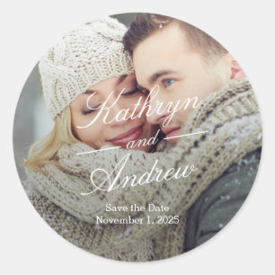 Rond Simplement Nous Mariage Enregistrer Le Sticker Dat