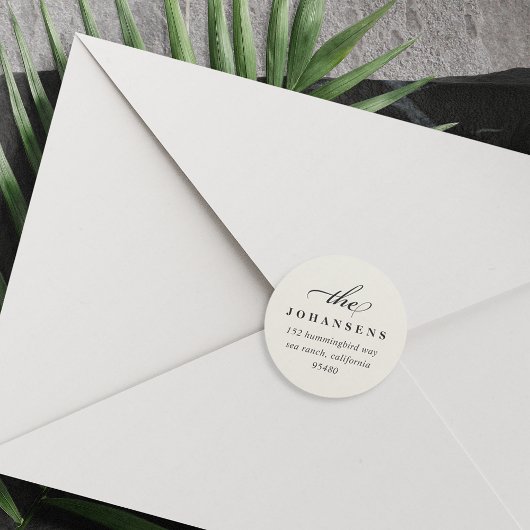 Rond Simplicité - Sticker d'adresse de retour | Crème