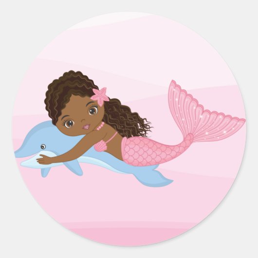Rond Sirène afro-américaine avec sticker pour dauphin (Devant)